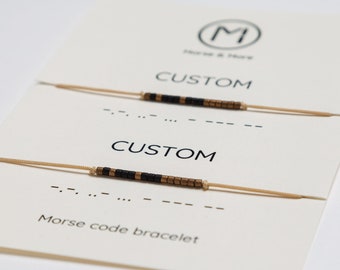 Braccialetto personalizzato - Codice di coppia - Gioielli personalizzati - Set di braccialetti personalizzati di 2 - Nome personalizzato - Braccialetto abbinato - Braccialetto segreto con nome del messaggio