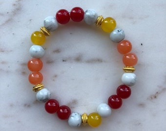 Red Orange Yellow & White Elastic Bracelet
