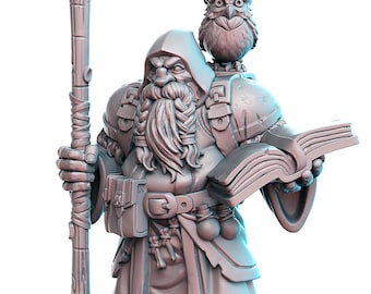 Dwarf Wizard DnD Miniature | Dwarven Cleric| Miniatures for Tabletop games like D&D or War Games| RN Estudio | Dwarf Spellcaster