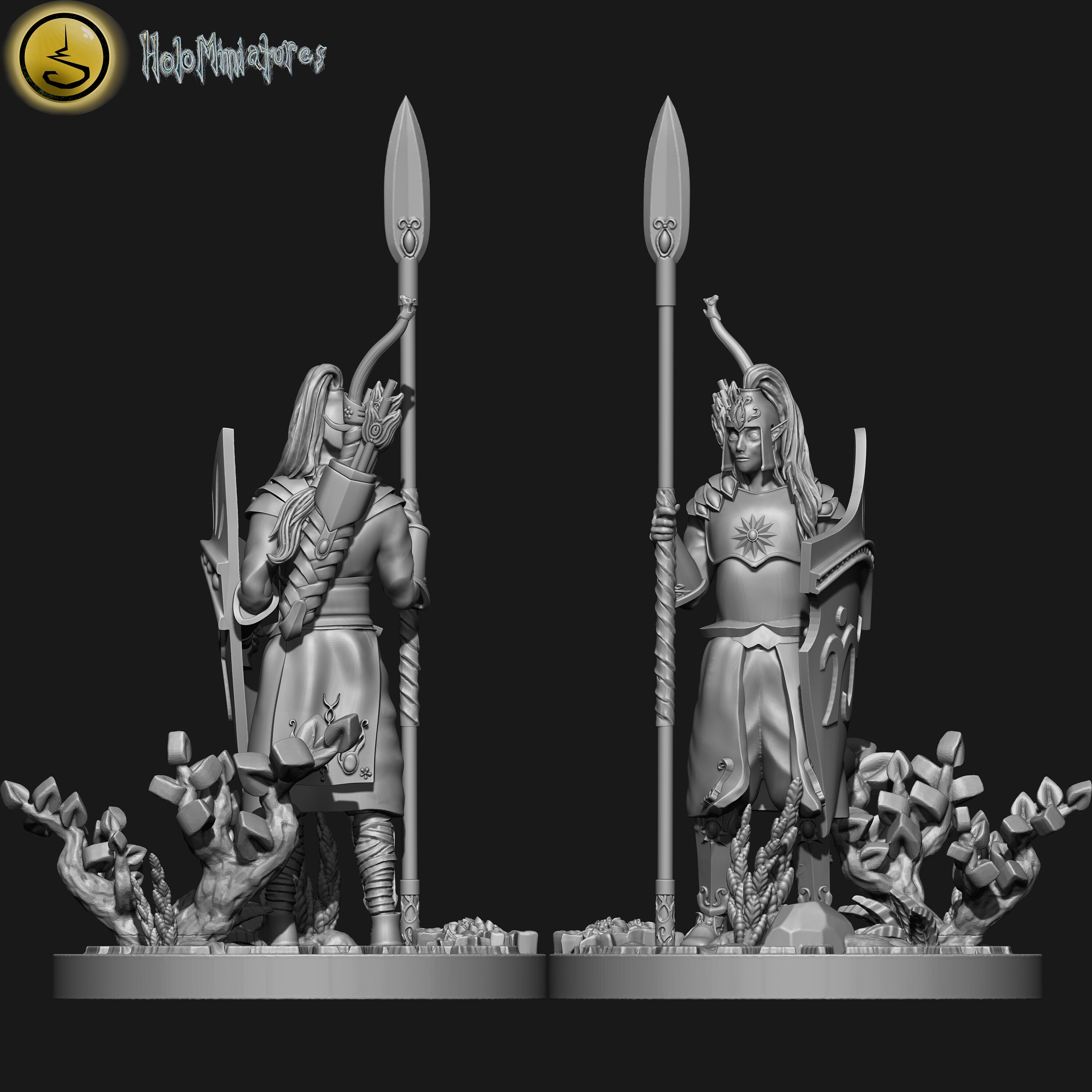 Highborn Elves Spearmen Elf Fighters DnD Miniature Etsy