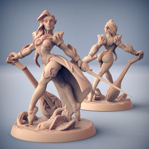 Female High Elf Bard DnD Miniature | Dungeons and Dragons | D&D | Pathfinder | Artisan Guild Modular - Female Elf Bard