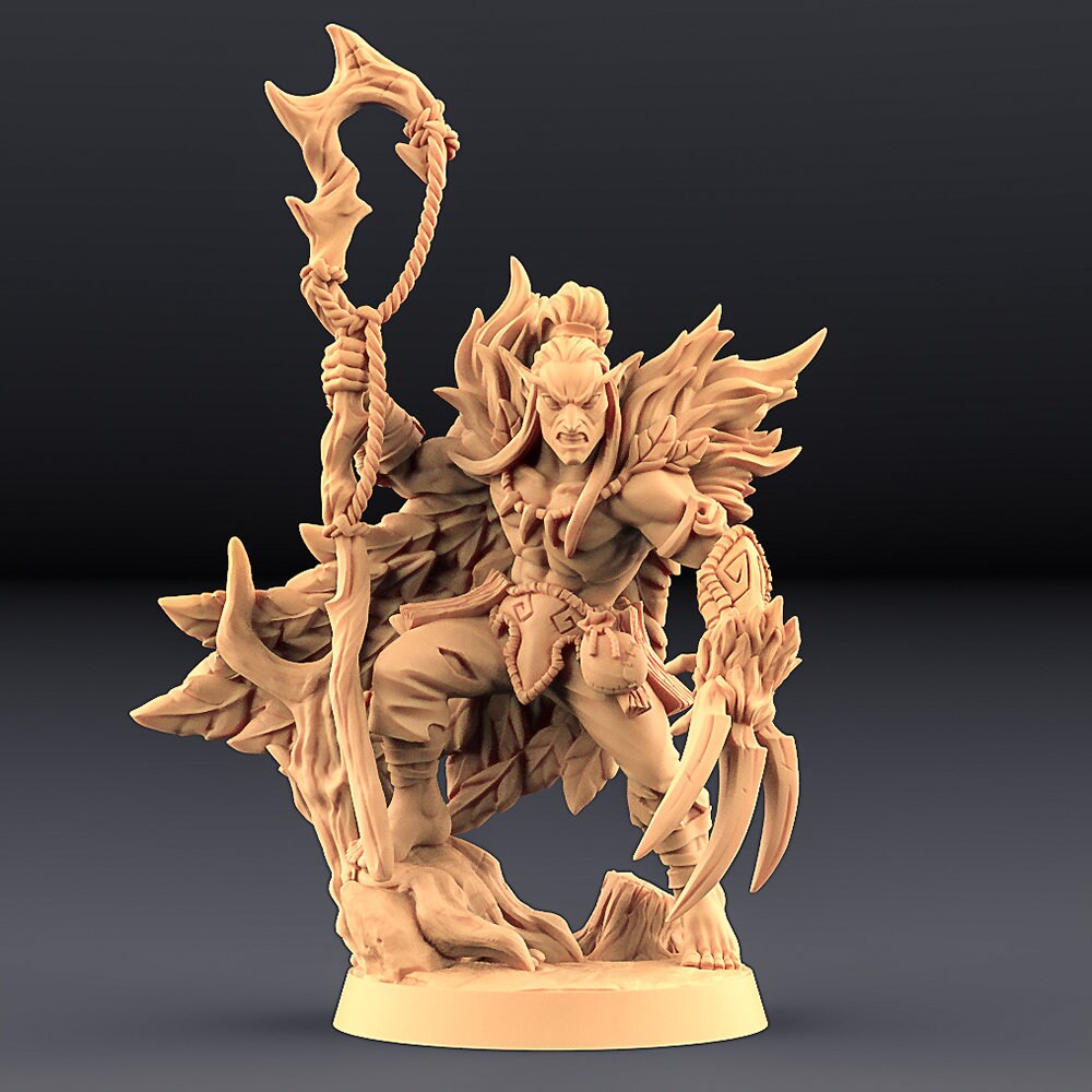 Elven Druid Shapeshifter Dnd Miniature Dungeons and Dragons Etsy