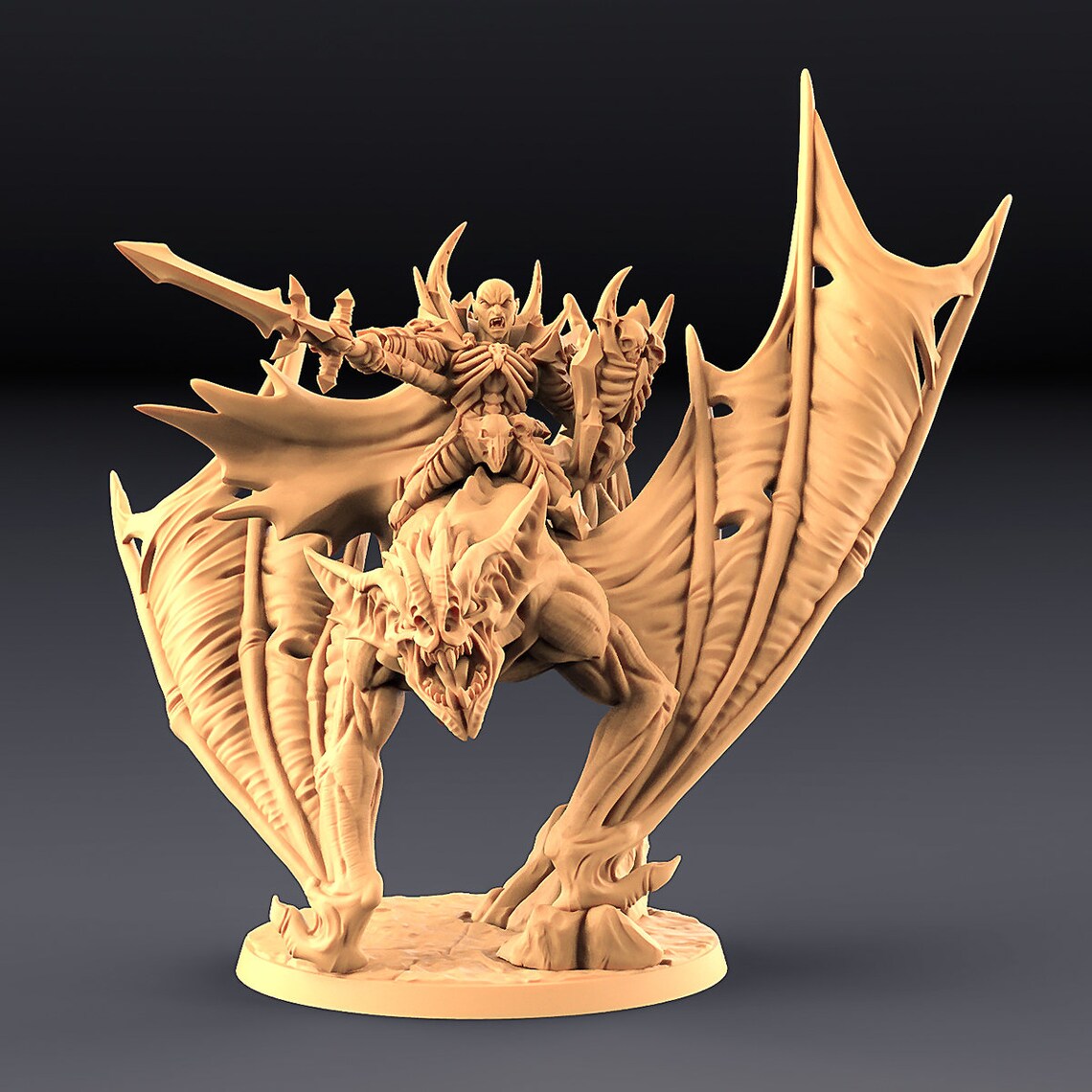 Mounted Vampire Lord on Dire Bat Dnd Miniature warrior Etsy