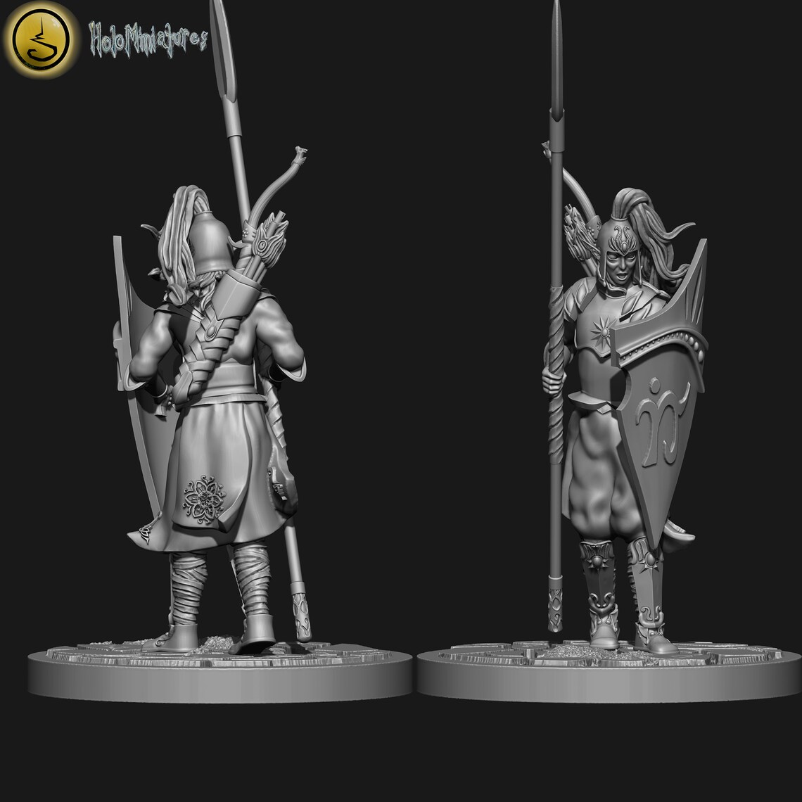 Highborn Elves Spearmen Elf Fighters DnD Miniature Etsy