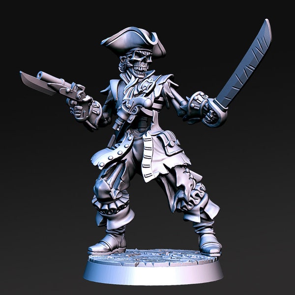 Skeleton Pirate DnD Miniature |Undead| Miniatures for Tabletop games like D&D or War Games| RN Estudio | Bone Captain