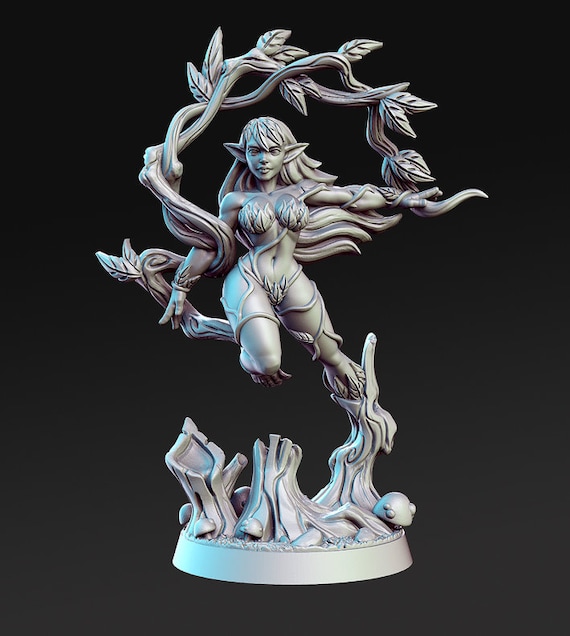 Female Wood Elf Dryad Dnd Miniature forest Mage Miniatures Etsy