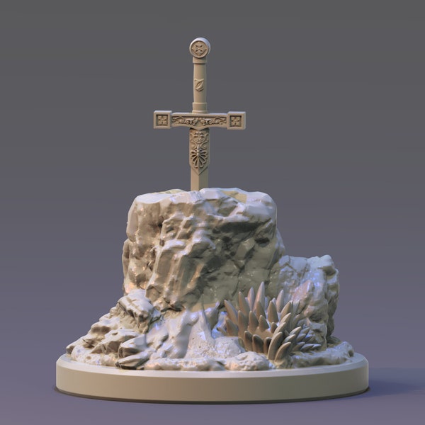 Excalibur in the Stone | DnD Miniature |KING Arthur | Miniatures for Tabletop games like D&D or War Games| Clay Cyanide| Sword in the stone