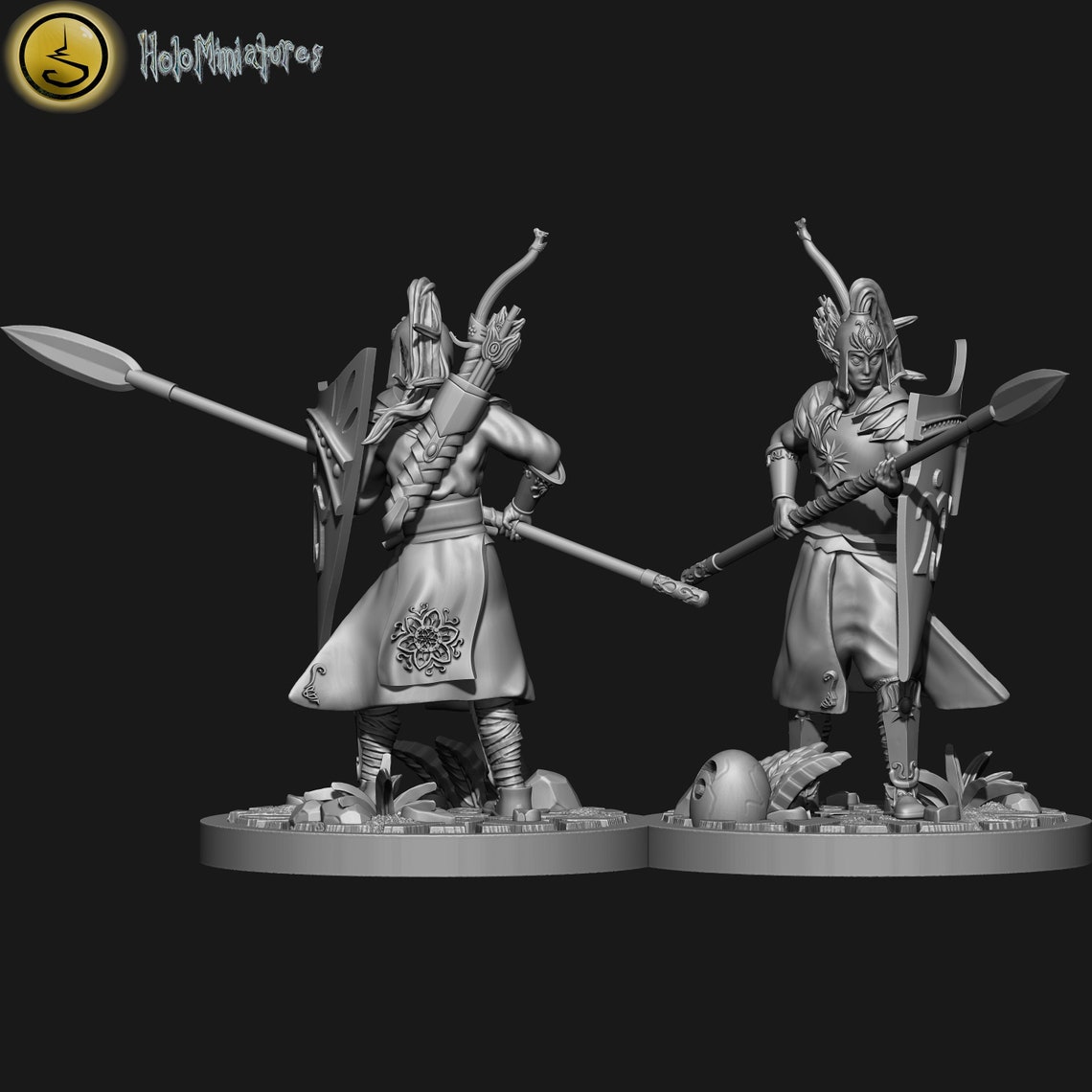 Highborn Elves Spearmen Elf Fighters DnD Miniature Etsy
