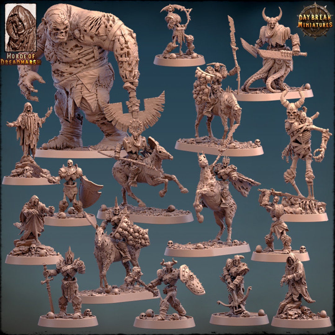 Undead Full Set of 16 Dnd Miniature Skeletons Miniatures for Tabletop Games Like D&D or War