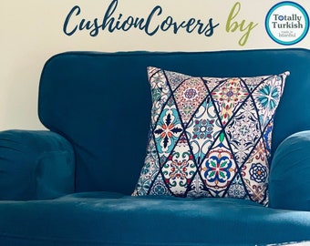 Housses de coussin d'inspiration méditerranéenne | Housse de coussin décorative | Cadeau de Noël | Housses de coussin Boho | Coussin Coloré / Cadeau de Noël