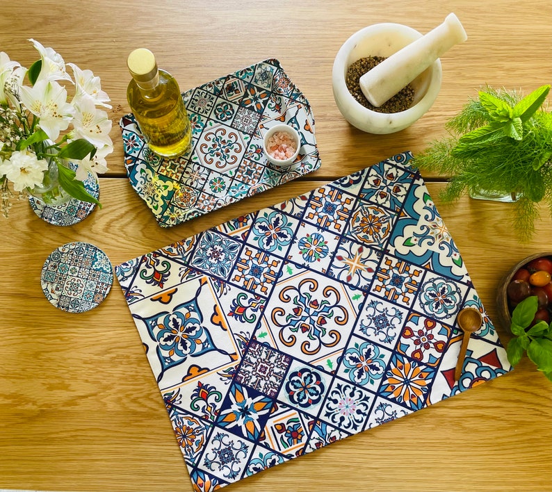 Placemats / Mediterranean Persian Pattern Placemats Set of 2, 4, 6 Table Mats Placemats & Tray Set Housewarming Christmas Gifts Cappadocia