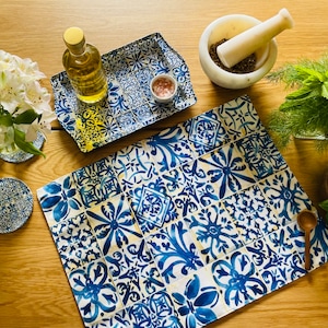 Placemats / Mediterranean Persian Pattern Placemats Set of 2, 4, 6 Table Mats Placemats & Tray Set Housewarming Christmas Gifts Istanbul