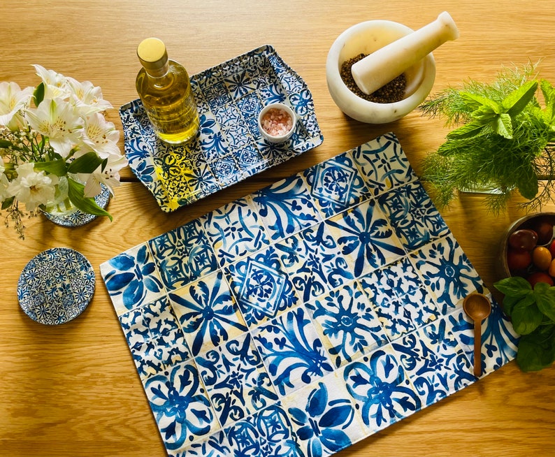 Placemats / Mediterranean Persian Pattern Placemats Set of 2, 4, 6 Table Mats Placemats & Tray Set Housewarming Christmas Gifts Istanbul