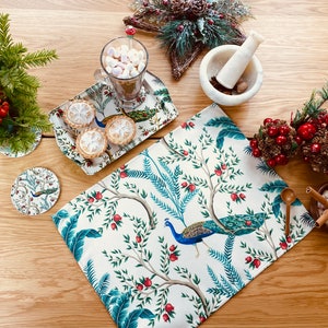 Napperons à motif méditerranéen Sets de table Ensemble de 2, 4, 6 Tapis de table Sets de table et ensemble de plateaux Cadeau de pendaison de crémaillère Tapis de salle à manger / Décoration intérieure Christmas Edition