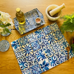 Mediterranean Style Placemats | Placemats Set of 2, 4, 6 | Placemats and Coasters Set / + Tray | Housewarming Gift | Dinning | Table Mats