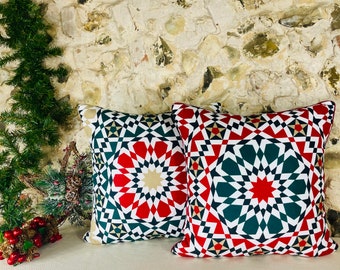 Christmas Pattern Cushion Cover: Handmade Boho Pillow (43cm X 43cm)
