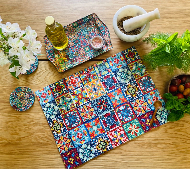 Placemats / Mediterranean Persian Pattern Placemats Set of 2, 4, 6 Table Mats Placemats & Tray Set Housewarming Christmas Gifts Galata