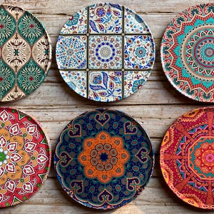Untersetzer | Set mit 6 Dekorativen Design Kunst Untersetzern | Einzigartiges Weihnachtsgeschenk | Getränke Untersetzer für Glas Tee Kaffee Mats | Einweihungsgeschenk