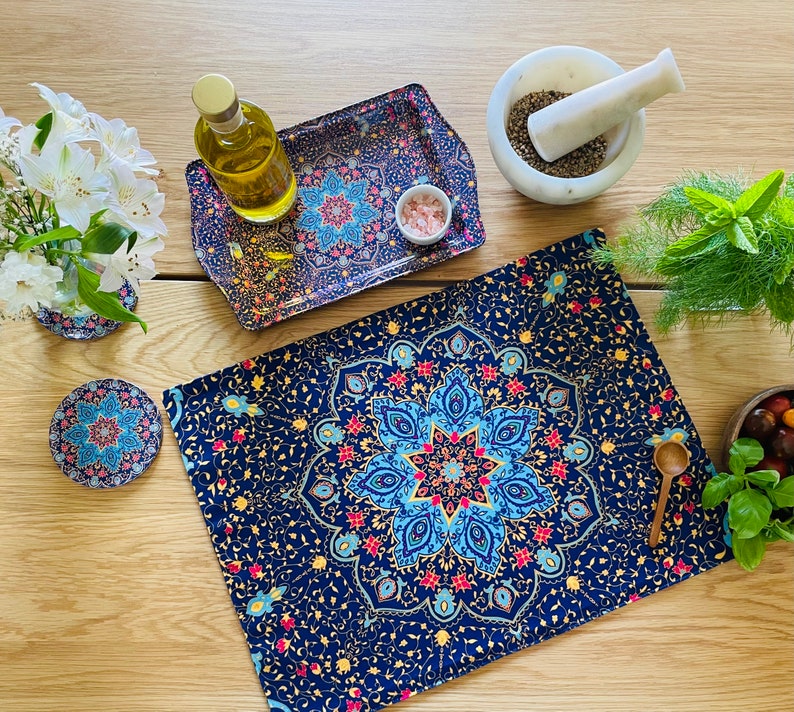 Placemats / Mediterranean Persian Pattern Placemats Set of 2, 4, 6 Table Mats Placemats & Tray Set Housewarming Christmas Gifts Bodrum