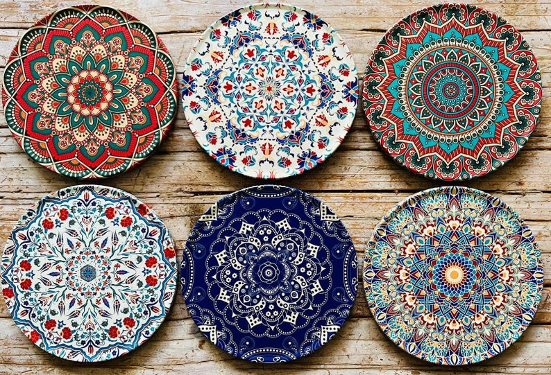 Coasters Set of 6 Drink Coaster /Mediterranean Persian Turkish Coasters Set / Housewarming Gift / Gifts for Her / Home Decor / Best Gift image 2