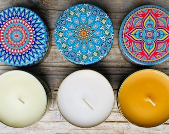Set of 3 SCENTED CANDLE SET | Candles , Gift Set | Natural | Handmade Candles in Decorative Boxes , Housewarming Gift , Christmas Gift