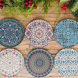 Sous-bocks Lot de 6 sous-verres/sous-verres turcs méditerranéens/cadeau de pendaison de crémaillère/cadeaux pour elle/décoration d'intérieur/meilleur cadeau Christmas Edition