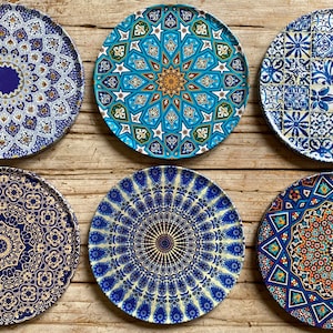 Coasters Set of 6 Drink Coaster Set Persian Mediterranean Pattern Ramadan Eid Housewarming Gifts Gift for Her New Home Gift Mediterranean