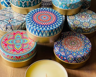 Candles | SCENTED CANDLES | Gift in Decorative Box, Mediterranean Patterns , Housewarming Gift, Wedding Gift, Meditation, Gift for her