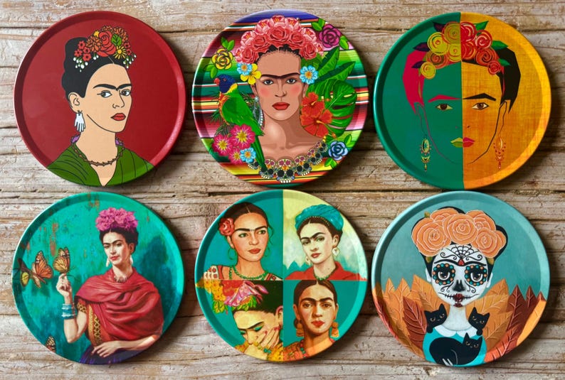 Coaster | Set of 6 Drink Coasters | Mediterranean Pattern Coasters | Art Coaster Set | Christmas Gifts | Housewarming Gift | Gifts for Her Frida