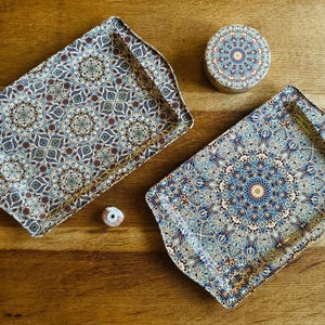 TWIN PACK of TRAYS with Gift Box | Turkish / Moroccan / Mediterranean Patterns / Art /Decorative /Serving Trays / Plates | Gifts | Homeware