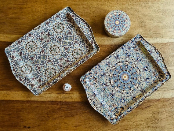 DOPPELPACK TABLETTS mit Geschenkbox | Türkisch / Marokkanisch / Mediterran Muster / Kunst /Dekorative /Serviertablett /Teller | Geschenke | Haushaltswaren