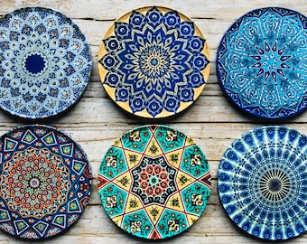 Coasters Set | Set of 6 & 4 Drink Coasters / Turkish / Mediterranean / Persian Pattern Coaster | Housewarming Gift / Table Mats | Gifts