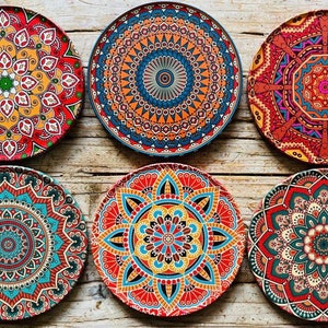 Coasters Set of 6 Drink Coaster Set Persian Mediterranean Pattern Ramadan Eid Housewarming Gifts Gift for Her New Home Gift Moroccan