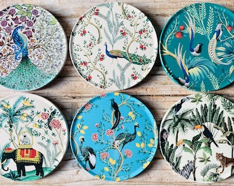 Coasters | Set of 6 Drink Coasters | Bird Pattern | Art Coasters | Tea Coffee Table Mats | Gifts for Her | Home Gift  |Housewarming Gift