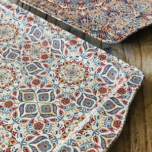 TWIN PACK of TRAYS with Gift Box | Turkish / Moroccan / Mediterranean design pattern Trays / Best Gift / New home Gift / Home Decor /Gifts