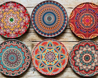 Coasters | Set of 6 Drink Coasters | Turkish Persian Art Coasters | Unique Holiday Gift | Christmas Gifts |Housewarming Gift | New Home Gift