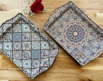 TWIN PACK of TRAYS with Gift Box | Turkish / Moroccan / Mediterranean  Patterns / Decorative , Serving  Trays / Plates  | Gifts | Homeware