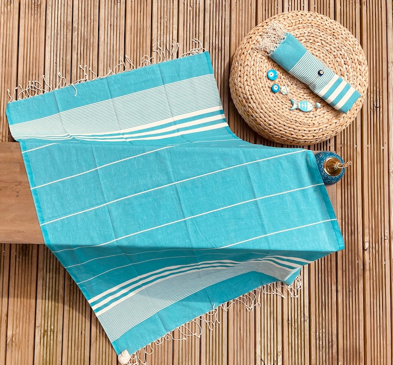 TURKISH TOWEL 100% COTTON Hammam Towel Bridesmaid Gifts Peshtemal Towel Beach , Pool Towel Scarf Throw Shawl Gifts for Her Sky Blue
