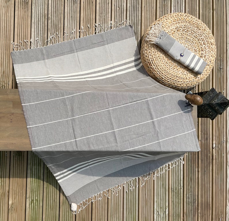 TURKISH TOWEL 100% COTTON Hammam Towel Bridesmaid Gifts Peshtemal Towel Beach , Pool Towel Scarf Throw Shawl Gifts for Her Stone Grey
