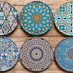 Sous-bocks Lot de 6 sous-verres/sous-verres turcs méditerranéens/cadeau de pendaison de crémaillère/cadeaux pour elle/décoration d'intérieur/meilleur cadeau Istanbul