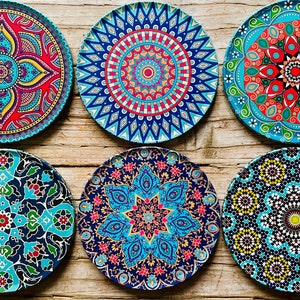 Coasters | Set of 6 Drink Coaster Set | Persian Mediterranean Art Coasters | Best Gift | Housewarming Gift | Gift for Her | Mothers Gift