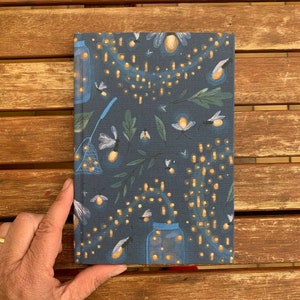 Fireflies A5 book fabric bound - Swedish fabrics - diary - poetry book - guest book - journal - hygge - gift - Christmas