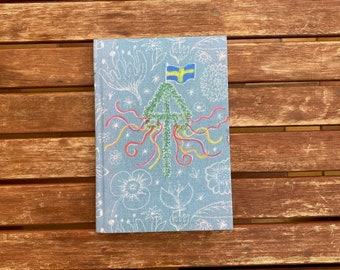 A5 Buch Mittsommer - schwedische Stoffe - Tagebuch - Gedichtebuch - Gästebuch - Journal  - Lagom - Hygge - Geschenk - Freundschaft