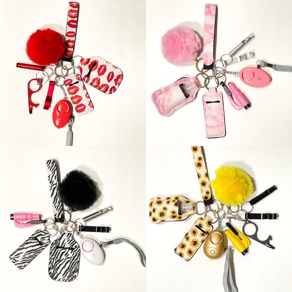 KEYCHAIN Set for Women Keychain With Alarm Wristlet Etsy