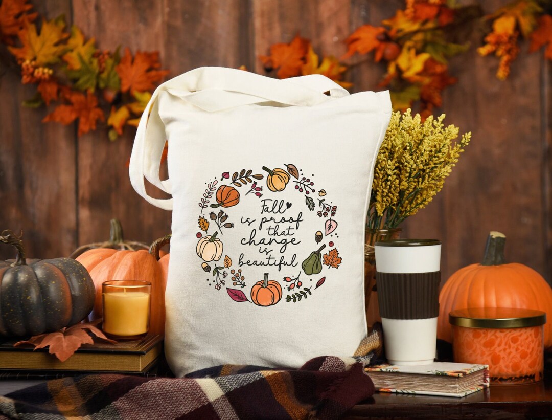 Fall Tote Bag Aesthetic Tote Bag Canvas Tote Bag Autumn Etsy
