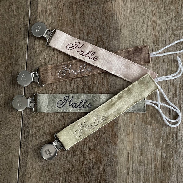 Personalized Pacifier Clips, Custom Bean Stitch Pacifier clip with name, Unisex Baby Gift, Baby girl gift, Baby boy gift