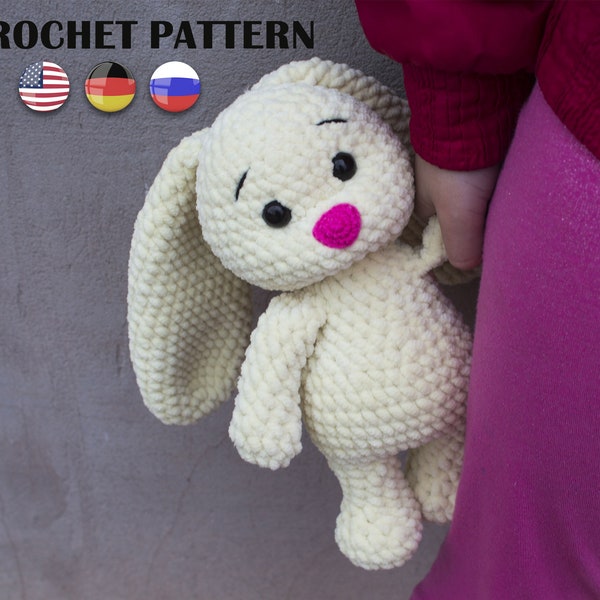 Bunny plushie CROCHET PATTERN. Easy crochet pattern. Mini crochet animals. Kawaii bunny. Baby shower gift. Cute crochet pattern