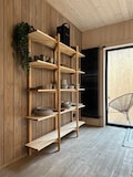 Solid Wood Japandi Shelf – Modern Beech Bookcase – Open Storage Unit