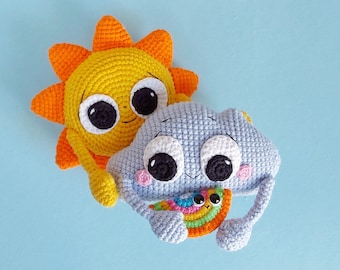 Сrochet pattern amigurumi sun. Ornaments set nice family.