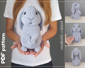 BUNNY CROCHET PATTERN. Realistic rabbit amigurumi